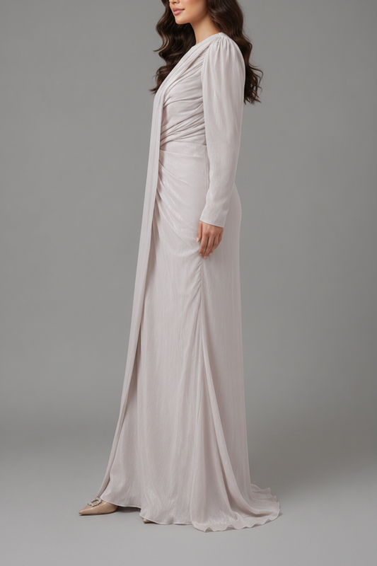 The Beige cape shimmer Gown
