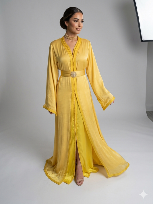 Premium Organza mustard Caftan