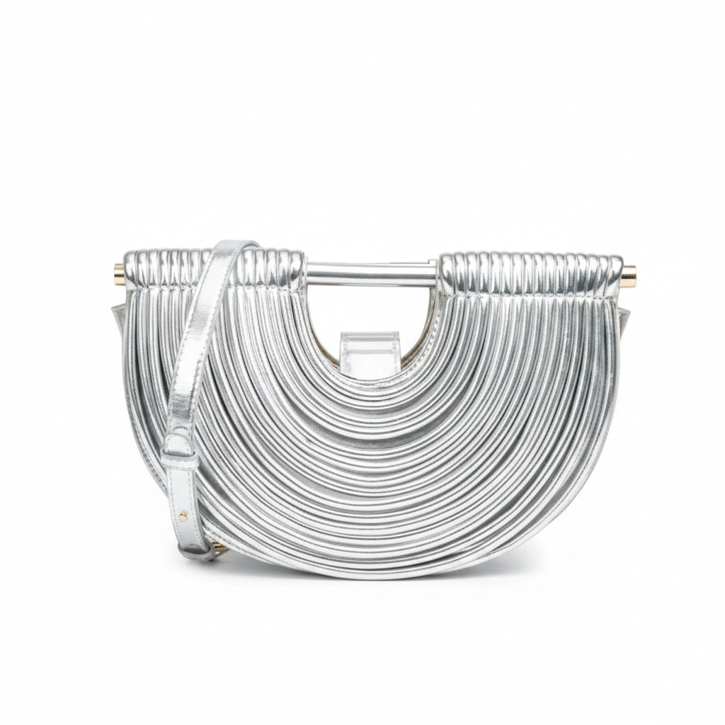 Faux Leather Half-Moon Noodle Bag