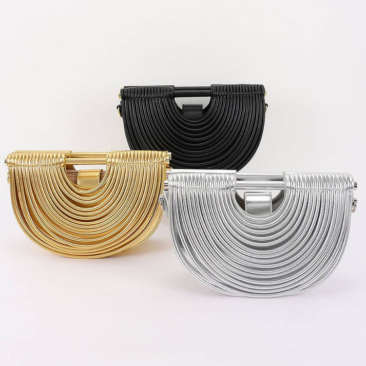 Faux Leather Half-Moon Noodle Bag