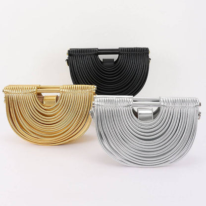 Faux Leather Half-Moon Noodle Bag