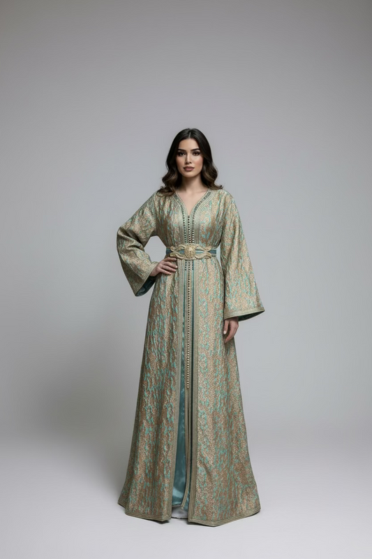 The Sage green Royal Brocade Caftan