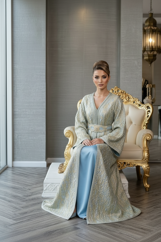 The Baby Blue Royal Brocade Caftan