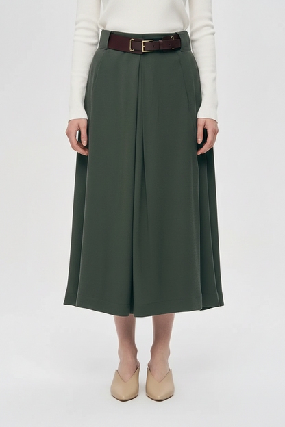 Orfeonegro Belted Pleated Midi Skirt