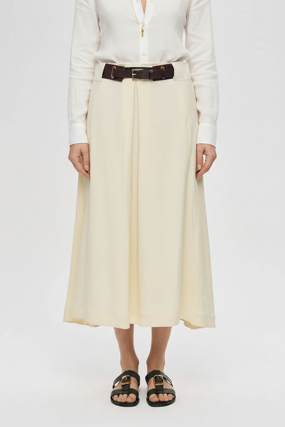 Orfeonegro Belted Pleated Midi Skirt