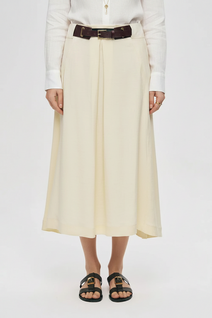 Orfeonegro Belted Pleated Midi Skirt