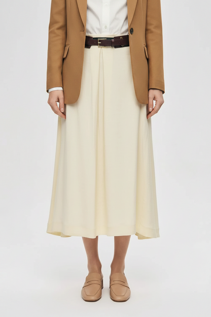 Orfeonegro Belted Pleated Midi Skirt
