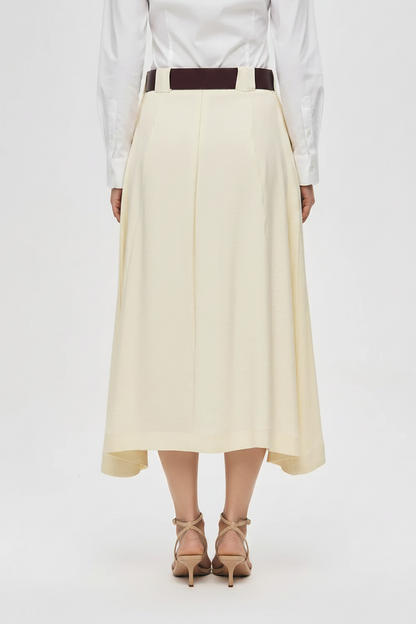 Orfeonegro Belted Pleated Midi Skirt