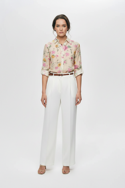 Yellow &amp; Pink Floral Chiffon Shirt