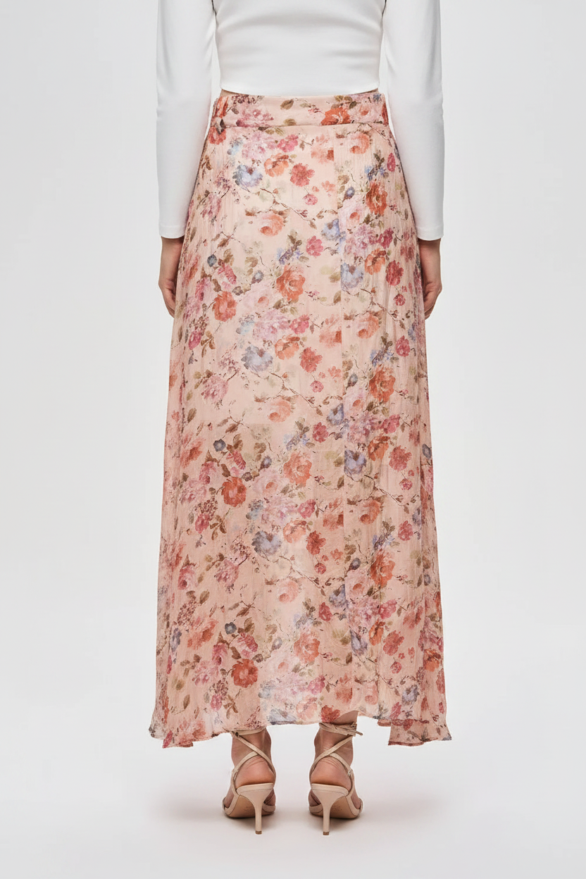 Vintage Flowy Floral Maxi Skirt