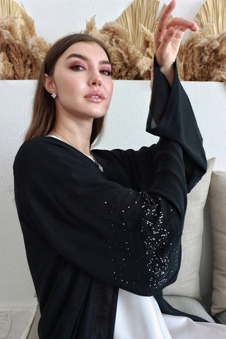 Anan Luxury Double Chiffon Black Abaya