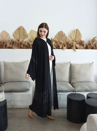 Anan Luxury Double Chiffon Black Abaya