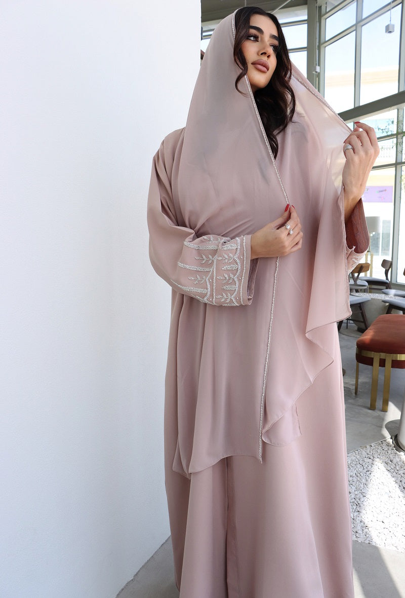 Sahara Peachy Pink Luxury Dubai Abaya