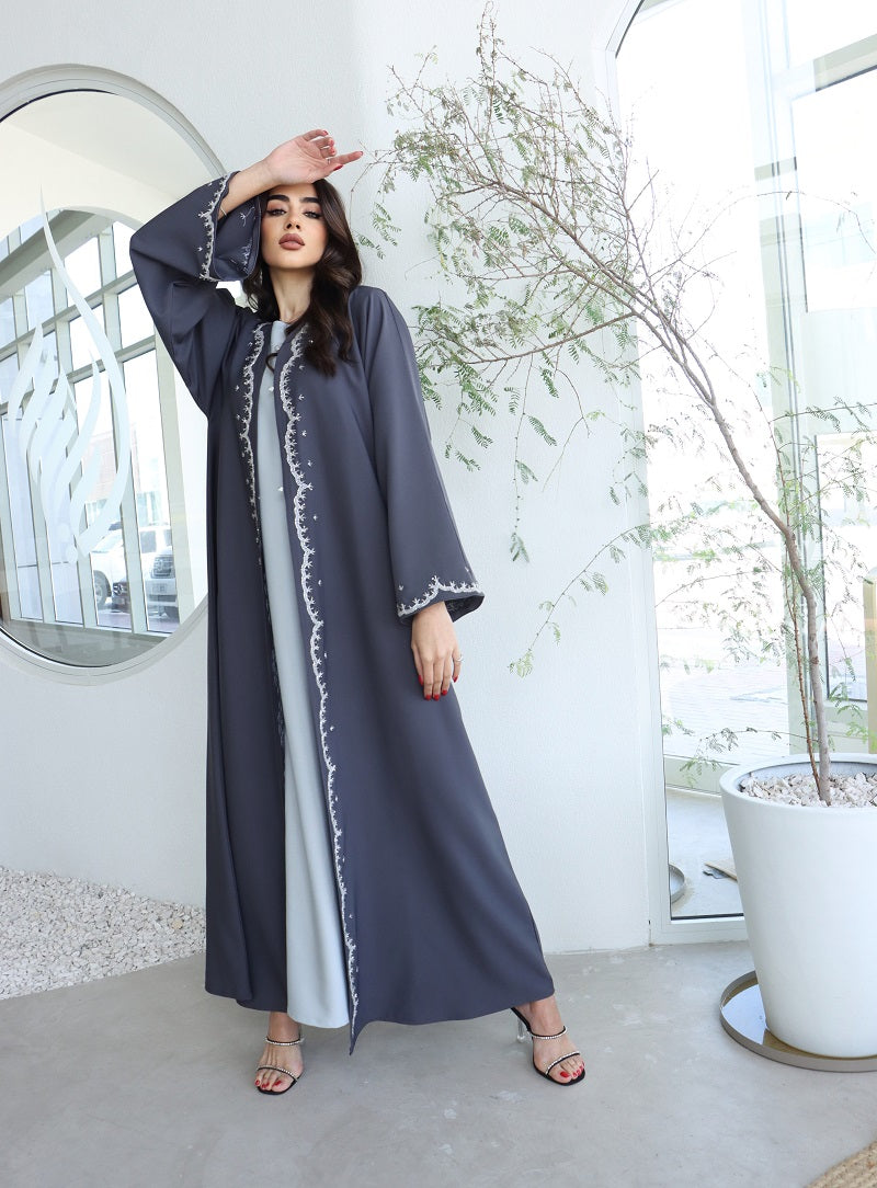 Mariam Gray Luxury Dubai Abaya