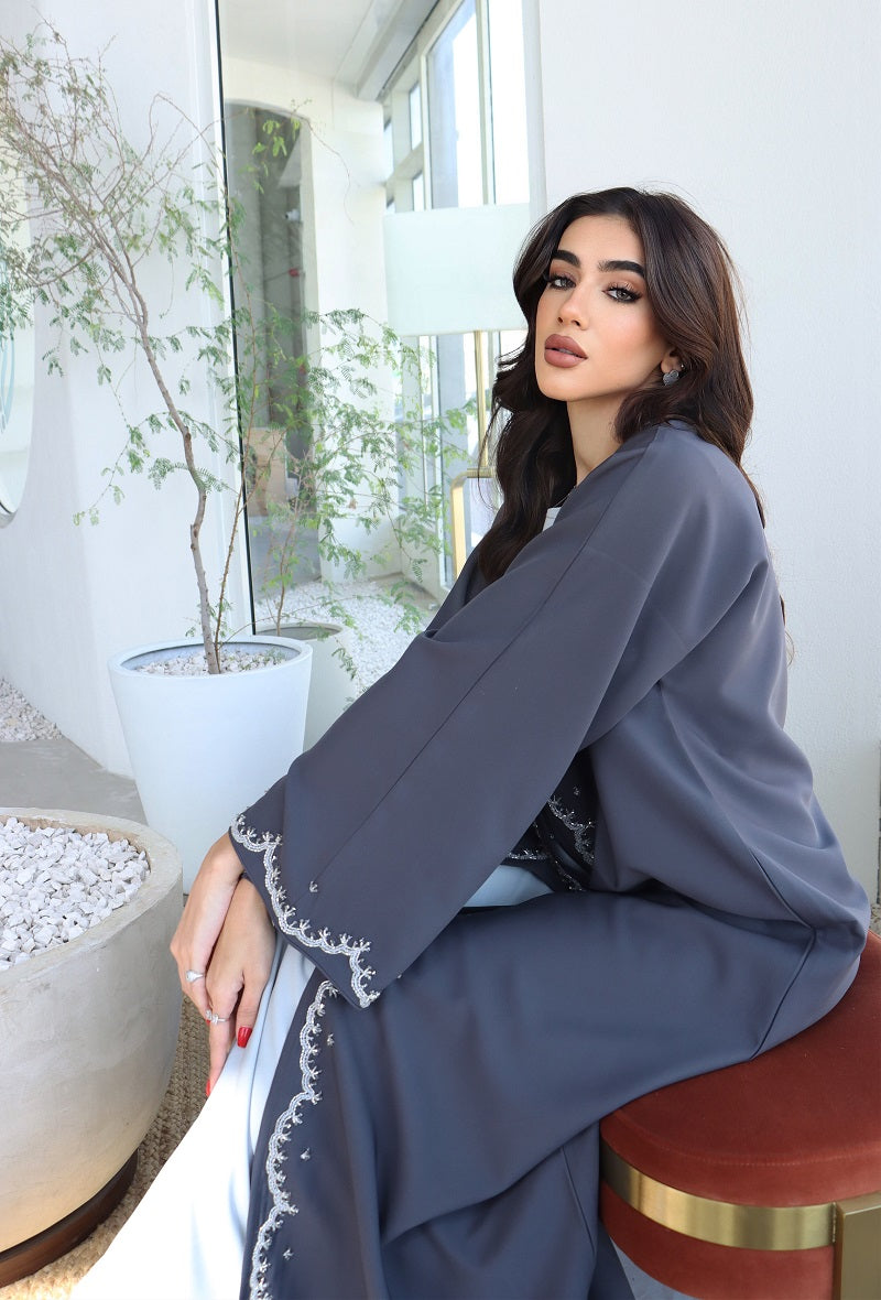 Mariam Gray Luxury Dubai abaya