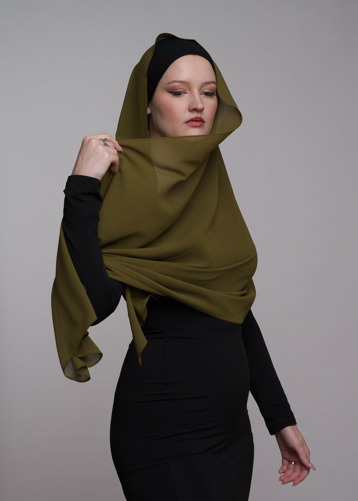 ARMY GREEN CHIFFON HIJAB