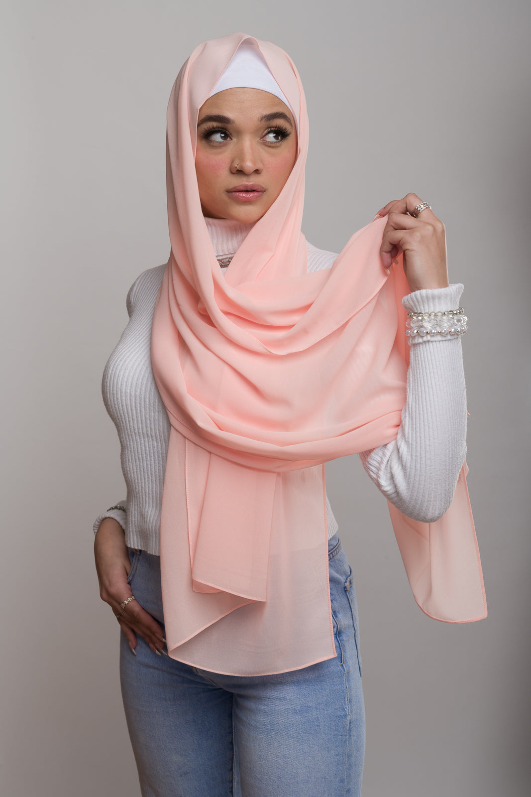 OFF PINK CHIFFON HIJAB