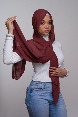 WINE RED CHIFFON HIJAB