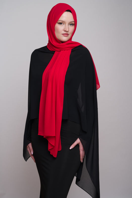 CADMIUM RED CHIFFON HIJAB