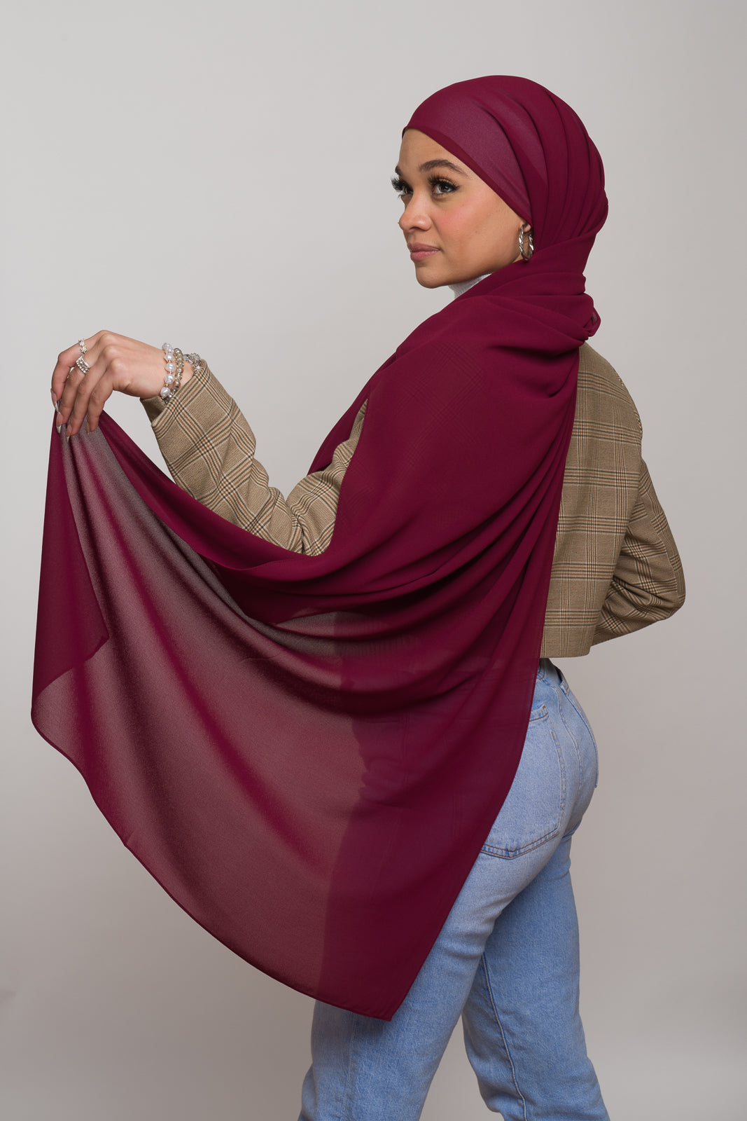 BORDEAUX RED CHIFFON HIJAB