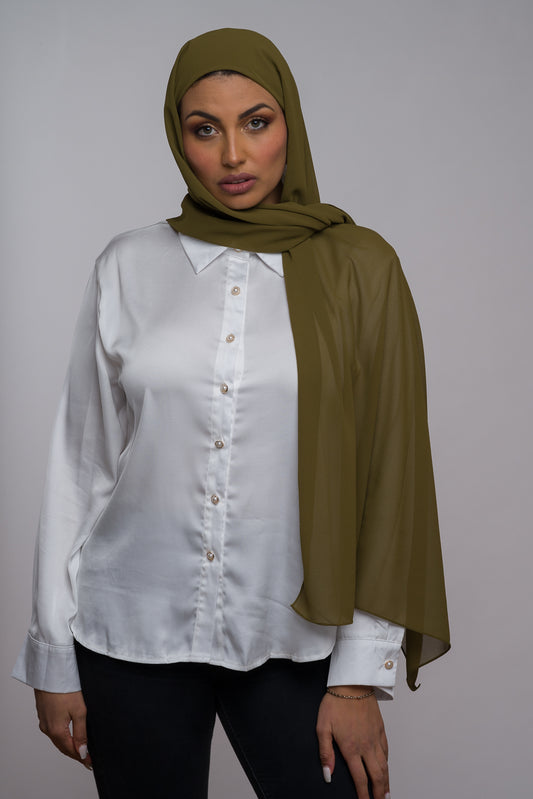 CAFE NOIR CHIFFON HIJAB W/ ATTACHED UNDERCAP