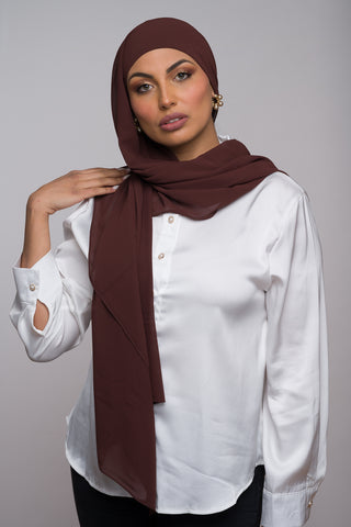 CRATER BROWN CHIFFON HIJAB W/ ATTACHED UNDERCAP