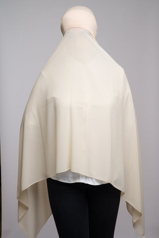 BONE CHIFFON HIJAB W/ ATTACHED UNDERCAP