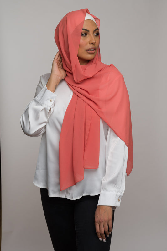 PASTEL RED CHIFFON HIJAB