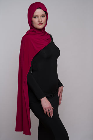 BORDEAUX RED LYCRA JERSEY HIJAB