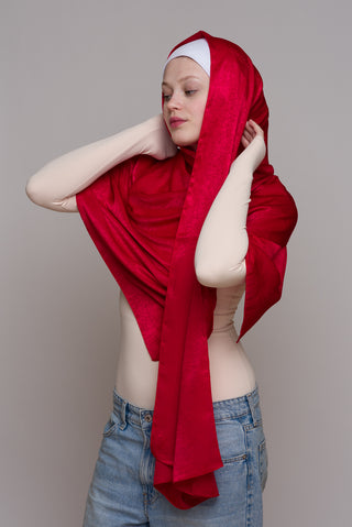 VIVID CRIMSON FRENCH SATIN HIJAB