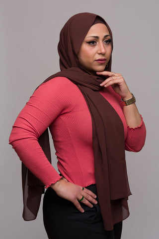 WOODY BROWN CHIFFON HIJAB W/ MATCHING UNDERCAP