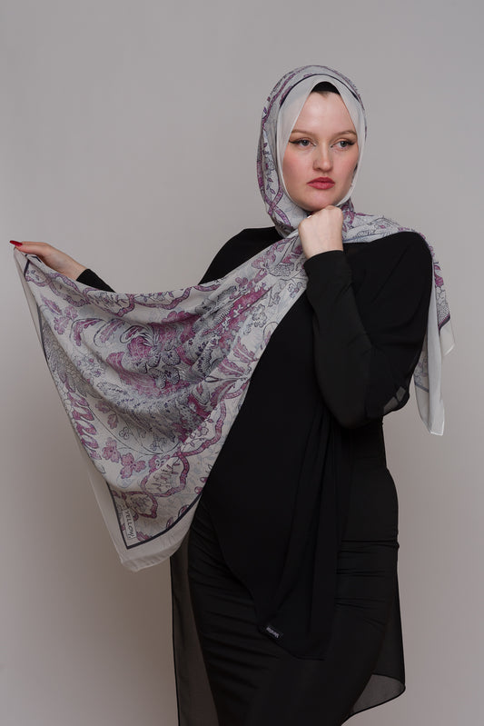 Purple Dusk Printed Chiffon Hijab