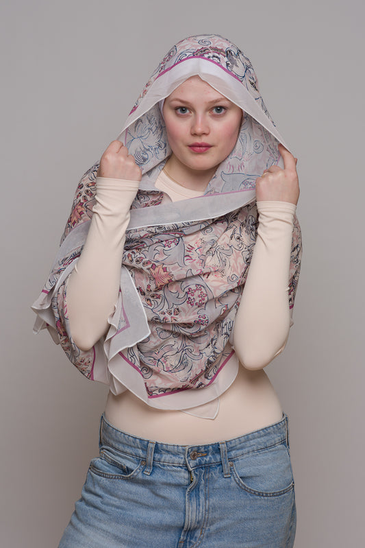 Baroque Rose Printed Chiffon Hijab