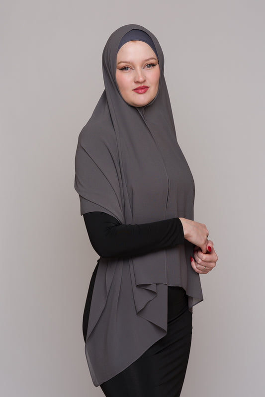 DAVY GREY CHIFFON HIJAB W/ MATCHING UNDERCAP