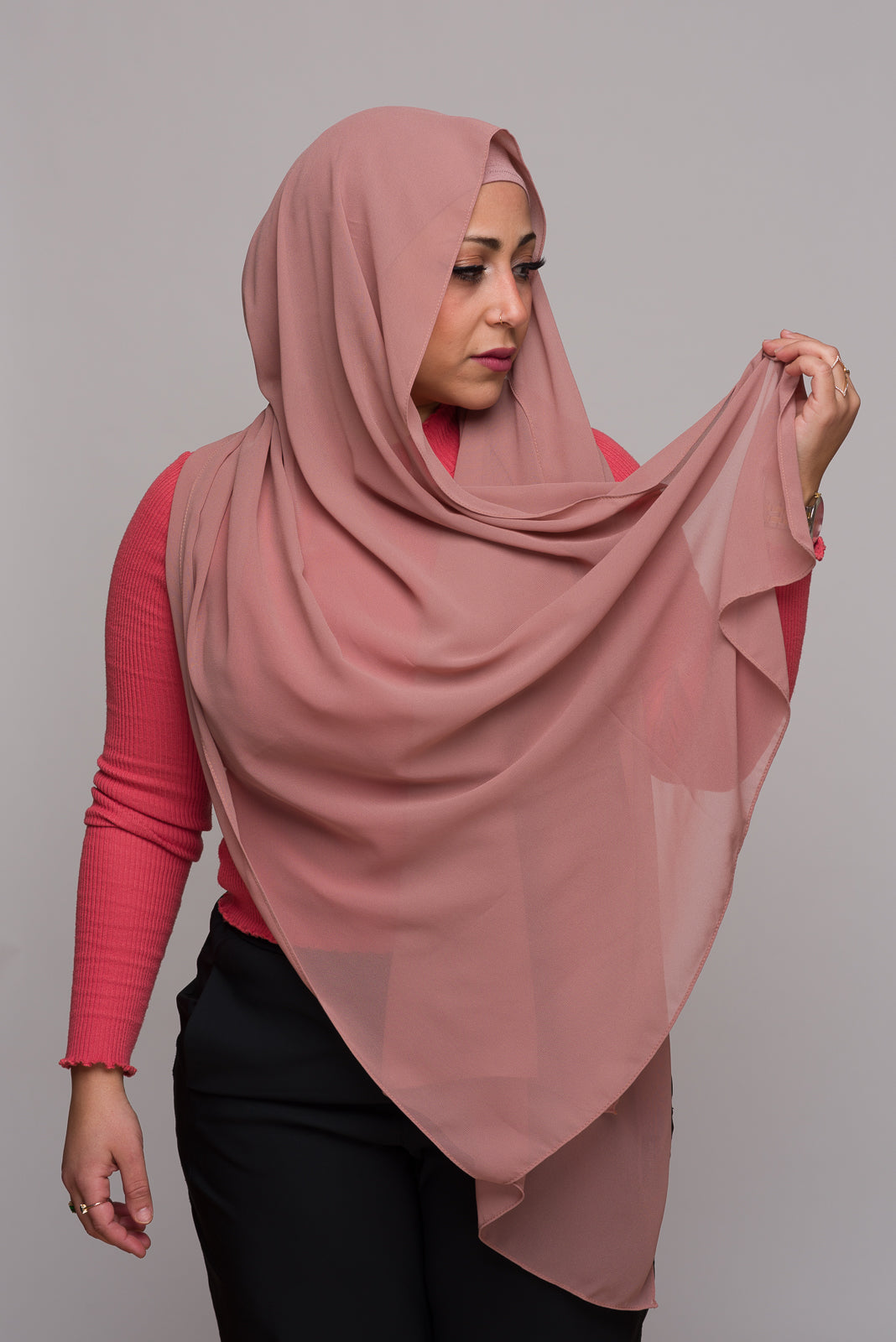 OLD ROSE CHIFFON HIJAB W/ MATCHING UNDERCAP