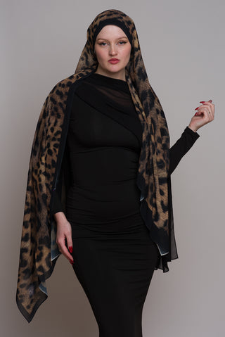 Tiger Printed Chiffon Hijab