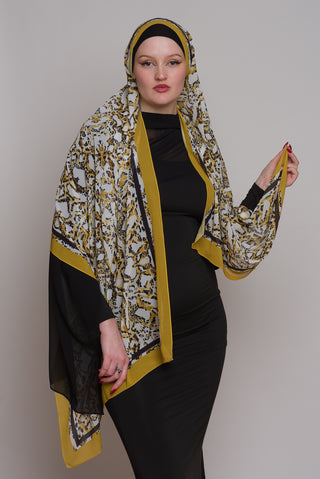 Sheen Gold Printed Chiffon Hijab