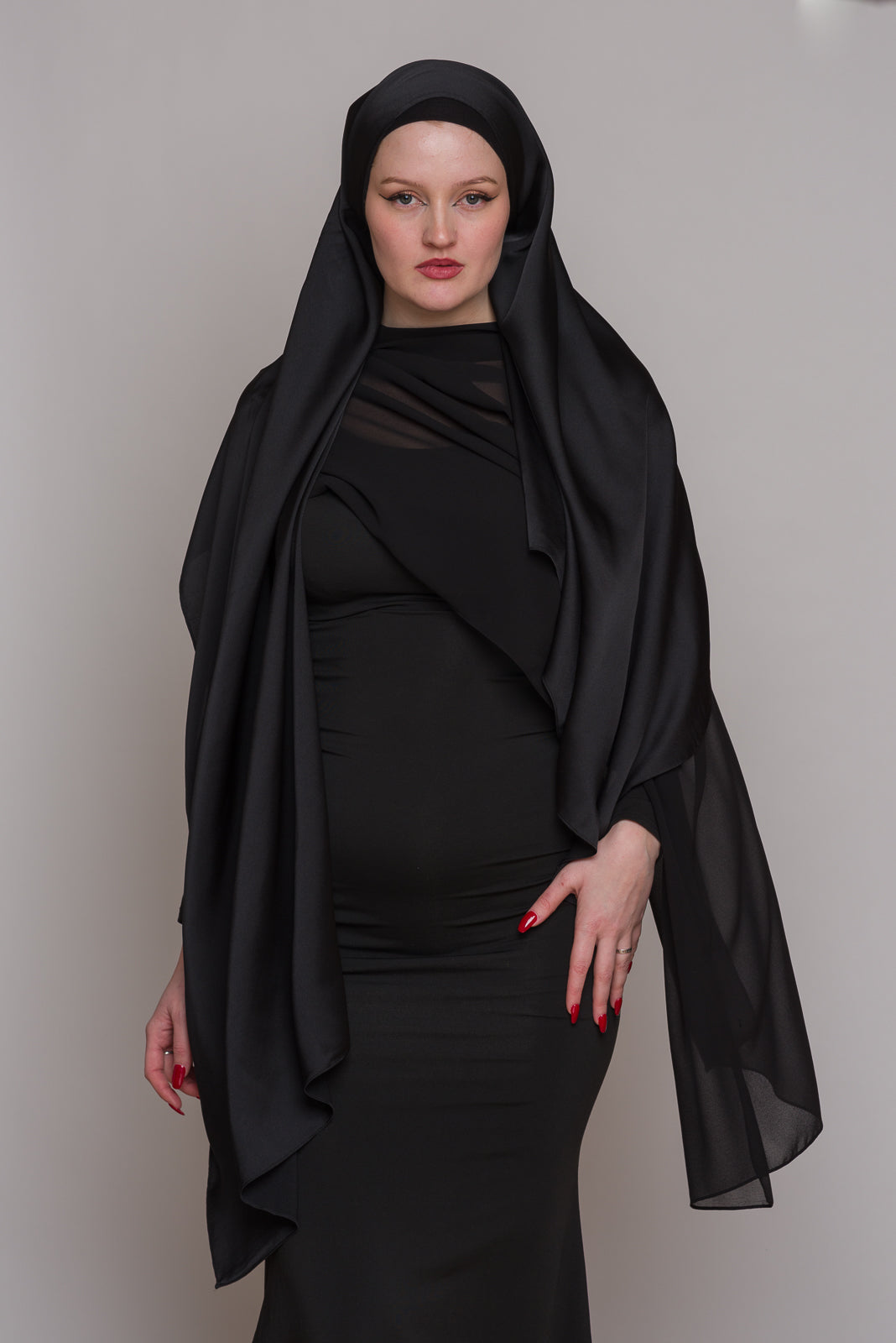 RAISIN BLACK NIGHT SATIN HIJAB