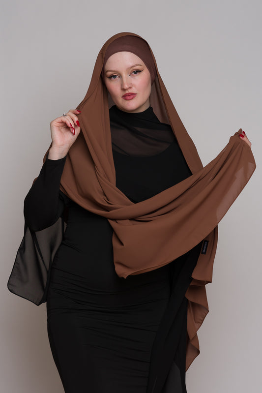 AMERICAN MAHOGANY DIAMOND CHIFFON HIJAB W/ MATCHING UNDERCAP