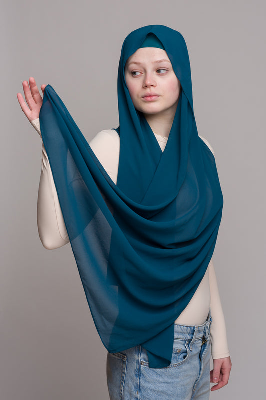 ASTRONAUT BLUE CHIFFON HIJAB W/ MATCHING UNDERCAP