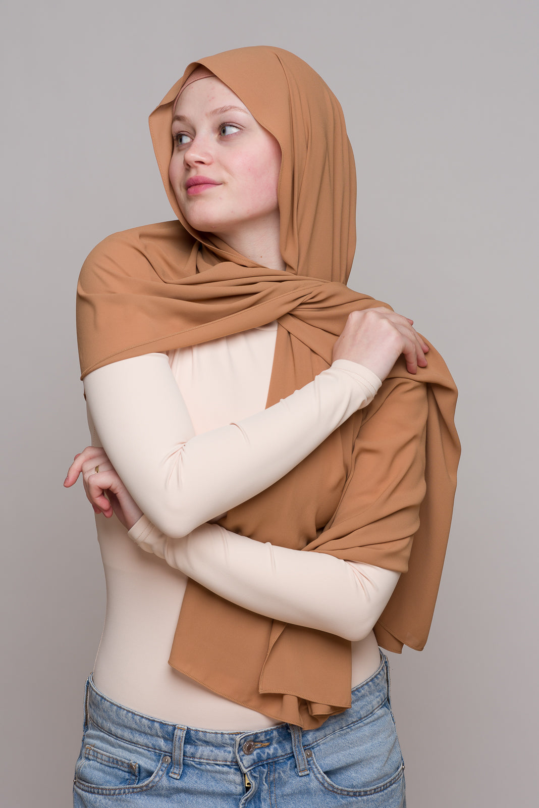 PECAN BROWN DIAMOND CHIFFON HIJAB W/ MATCHING UNDERCAP