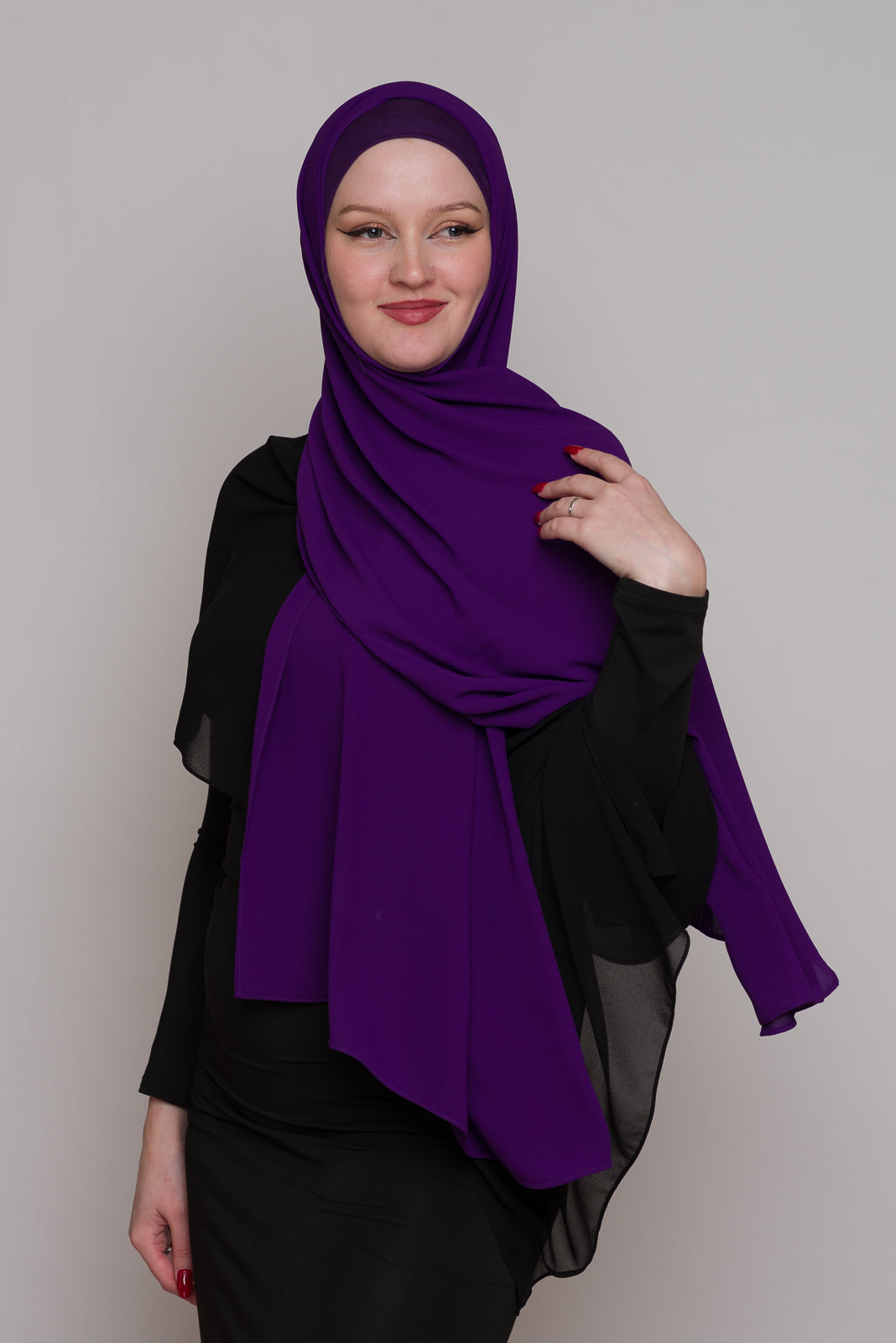 PURPLE KNIGHT DIAMOND CHIFFON HIJAB W/ MATCHING UNDERCAP