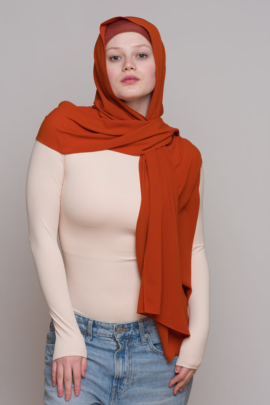 BLOOD ORANGE DIAMOND CHIFFON HIJAB W/ MATCHING UNDERCAP