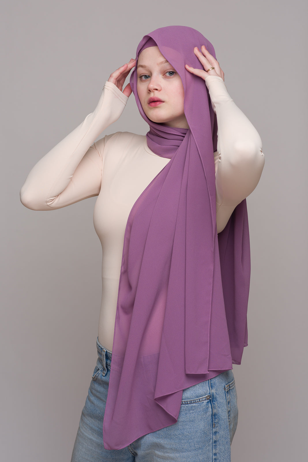 DARK LILAC CHIFFON HIJAB W/ MATCHING UNDERCAP