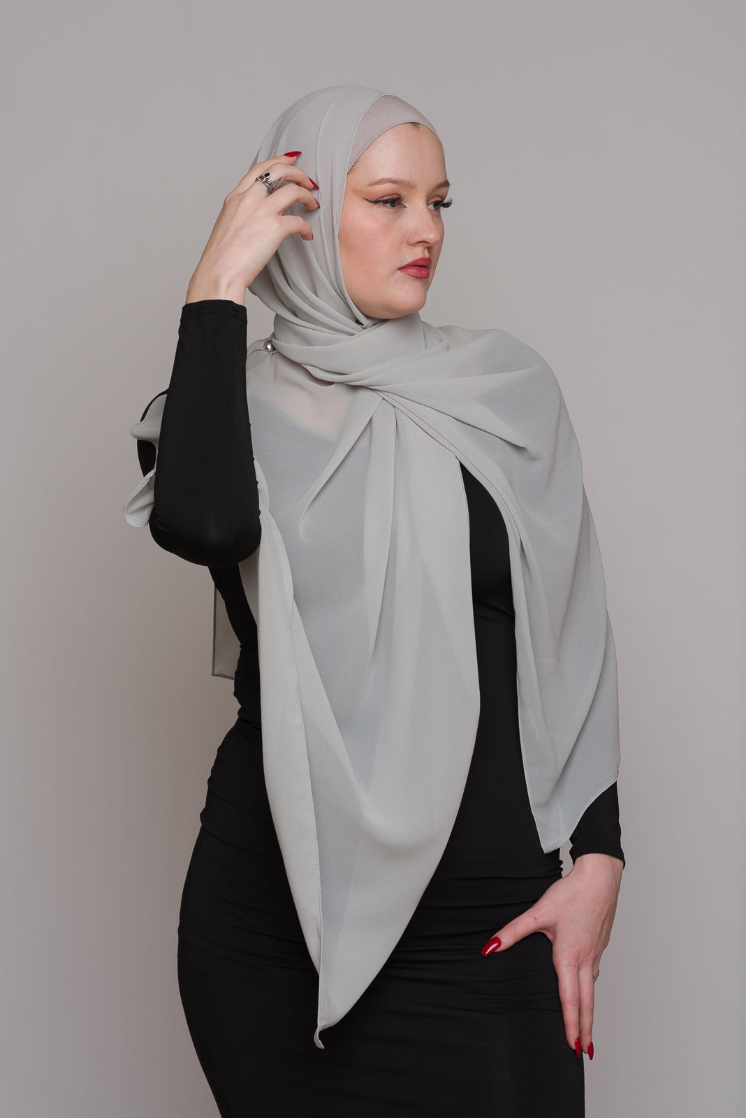 SILVER CHALICE CHIFFON HIJAB W/ MATCHING UNDERCAP