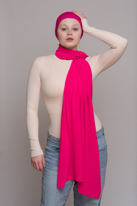 RUBINE RED DIAMOND CHIFFON HIJAB W/ MATCHING UNDERCAP