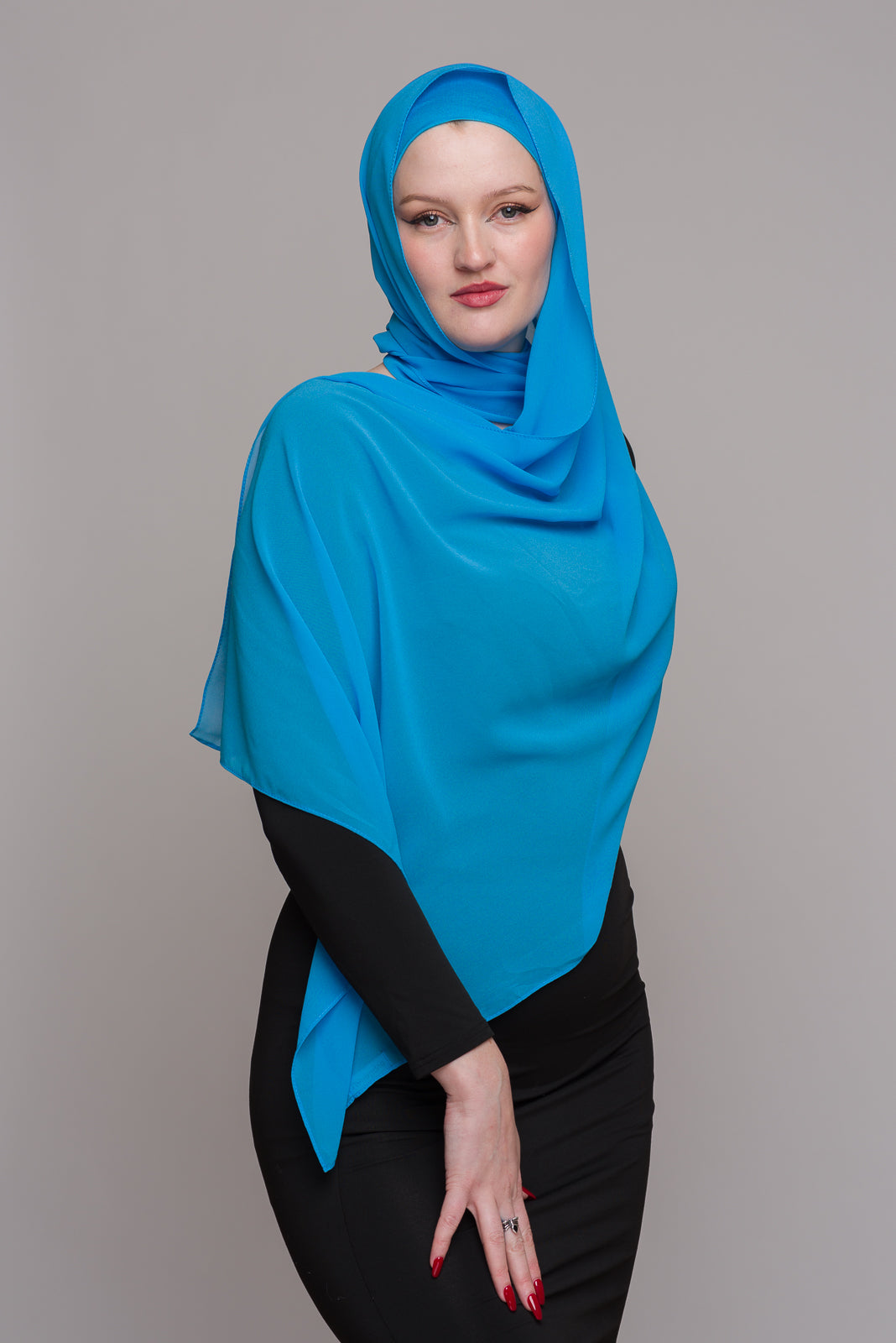 FRENCH BLUE CHIFFON HIJAB W/ MATCHING UNDERCAP