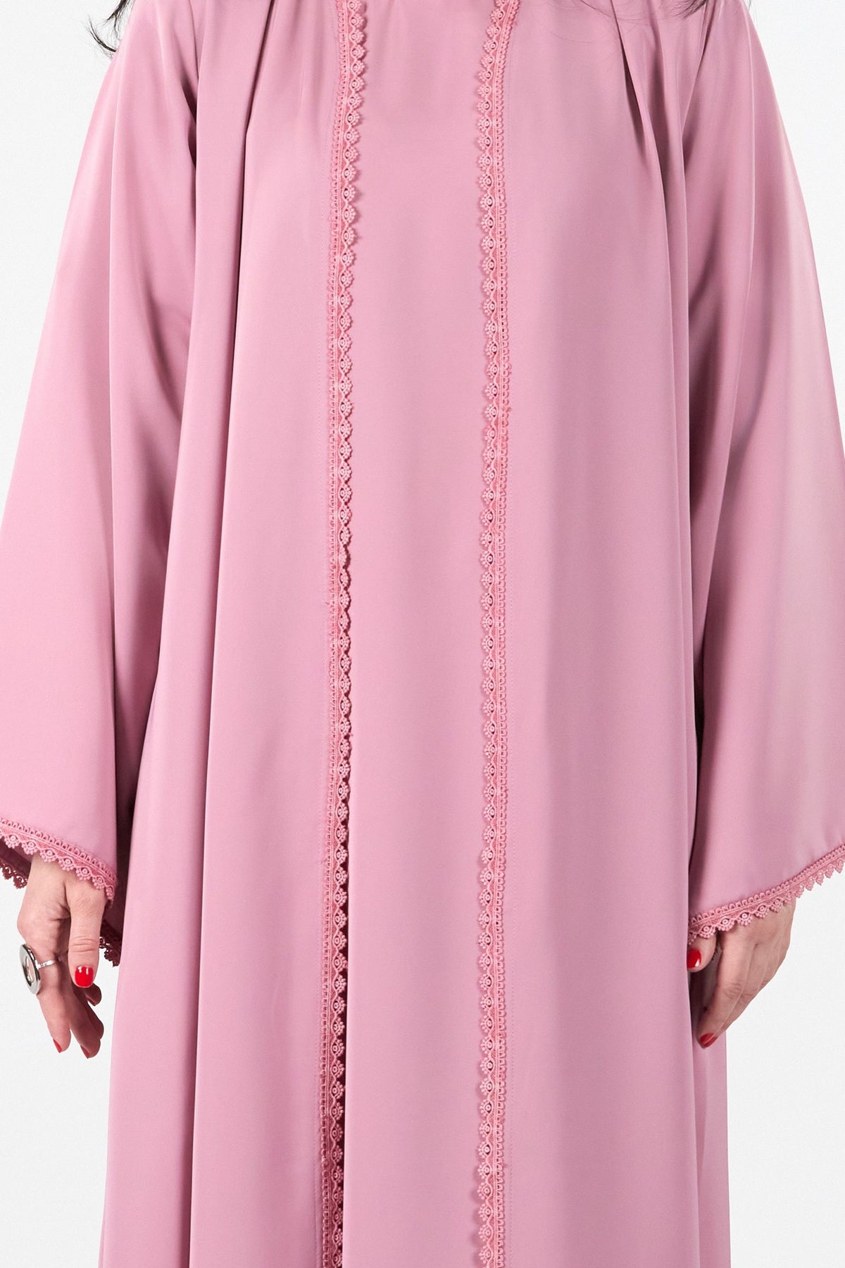 Celestial Veil Rose Aura Open Abaya with Inner Dress