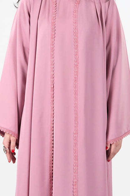 Celestial Veil Rose Aura Open Abaya with Inner Dress