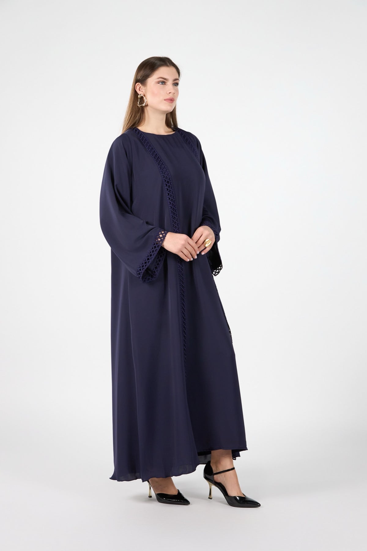 Celestial Veil Midnight Veil Open Abaya